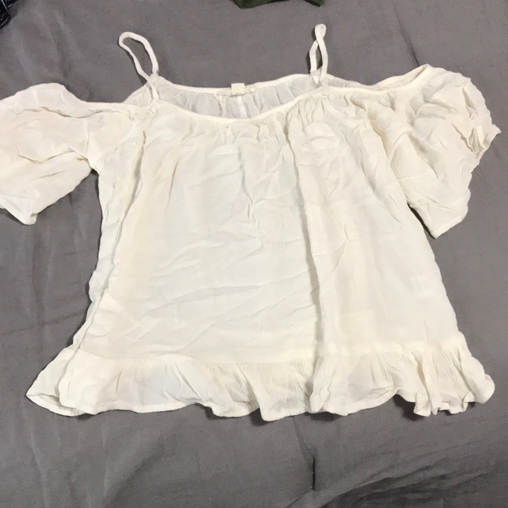 LA hearts off the shoulder top
